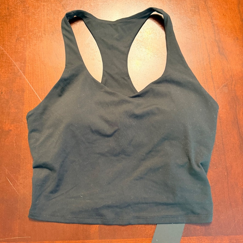 NEW Fabletics Women's L Gray Racerback Sports Bra Tank Top Built-in Shelf Bra